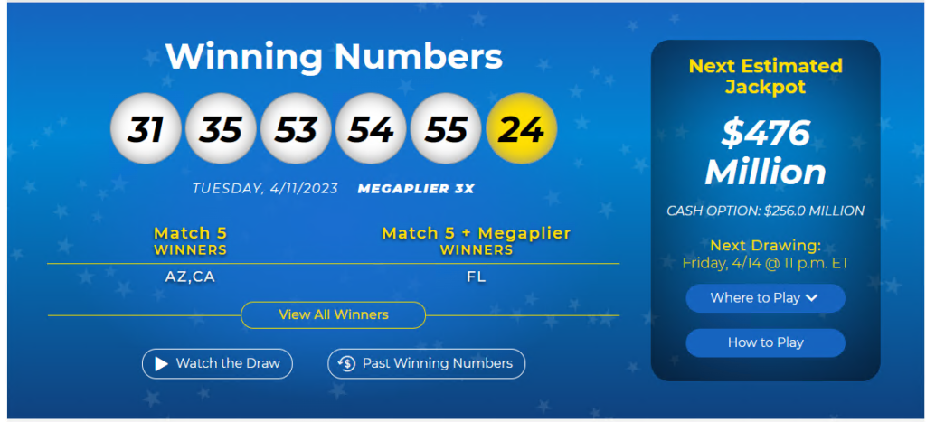 Mega Millions lottery winning numbers- 476 million