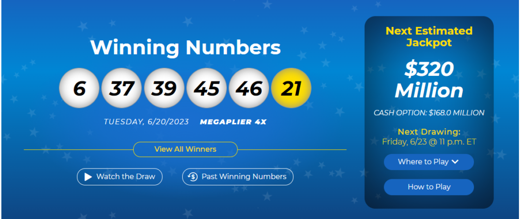 mega Million lottery - no jackpot winner 320 million