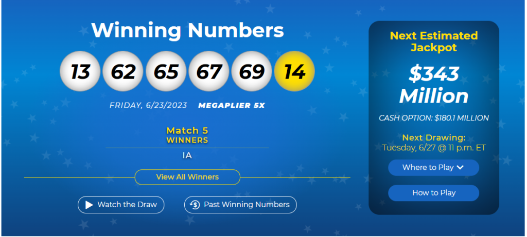 mega Million lottery - no jackpot winner 343 million