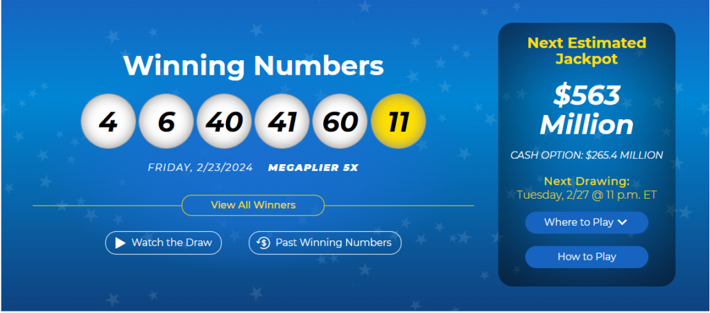 megamillion lottery jackpot 563 million