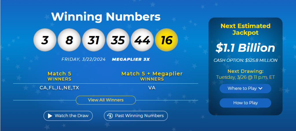 megamillion lottery jackpot 1.1 billion