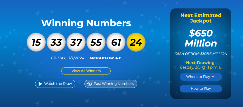 megamillion lottery jackpot 650 million