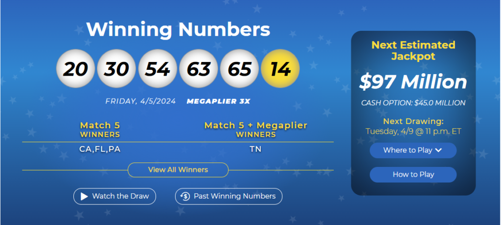 megamillion lottery jackpot 97 million